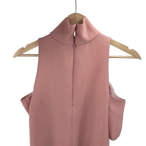 Topshop Women's Cold Shoulder Keyhole Mock Neck Dress Casual Pink Size 2 - Picture 5 of 12